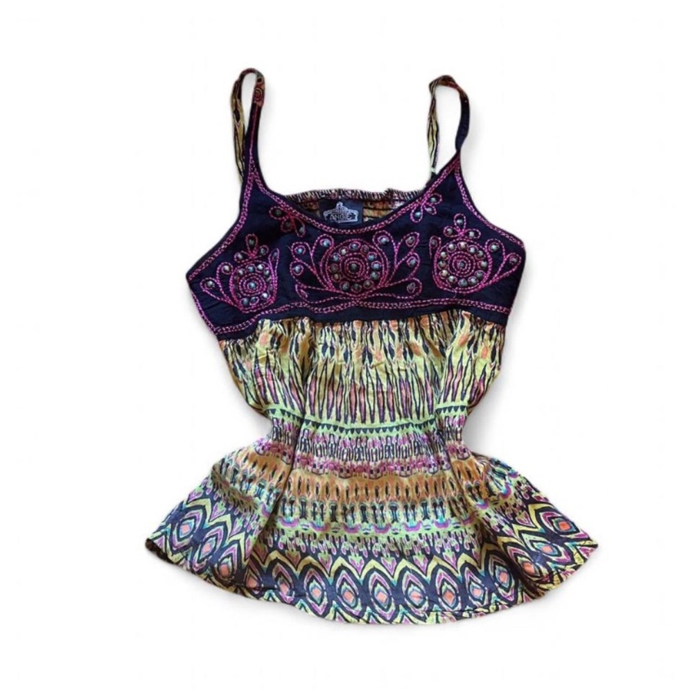 Vintage Y2K Beaded Babydoll Tanktop Made in India 💕